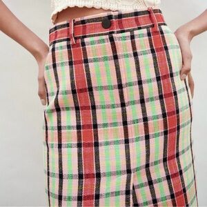 Zara plaid midi skirt